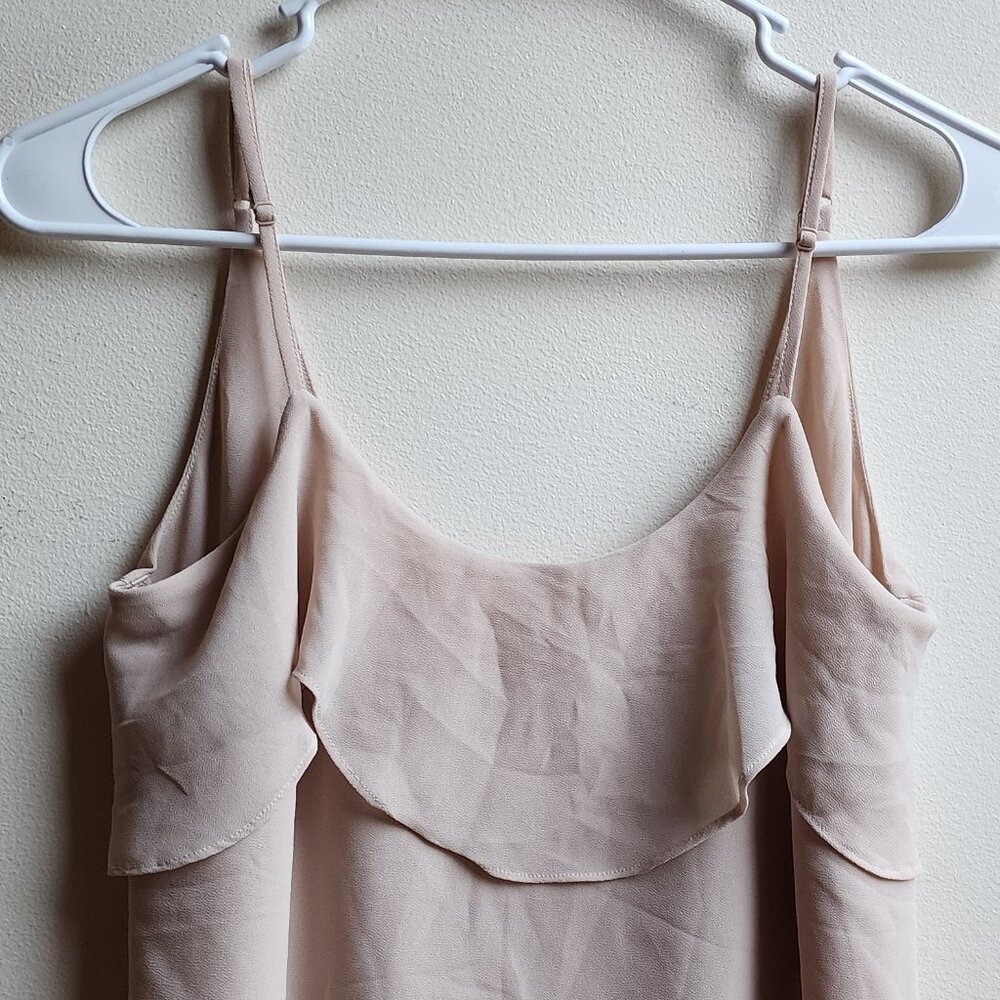 Naked Zebra Nude Ruffled Back Plunge Tank Top Size Small - Picture 7 of 16